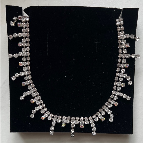NWB imac Japan Elegant Silver Choker Necklace with Crystal Accents - Picture 1 of 5